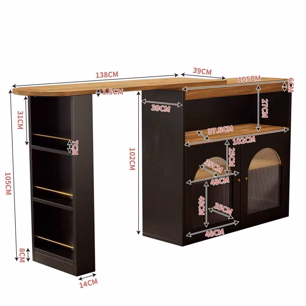 KORVIXA Extendable Kitchen Island with Cupboard Storage Shelves in Black, W: 60 cm, H: 75 cm – 2