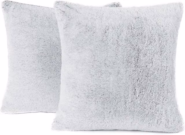 OHS Pack of 2 Teddy Marl Square Cushion Covers in Blue and Grey