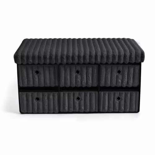 GC GAVENO CAVAILIA Large Storage Box Ottoman Footstool in Anthracite, W/D/H: 76 x 35 x 35 cm