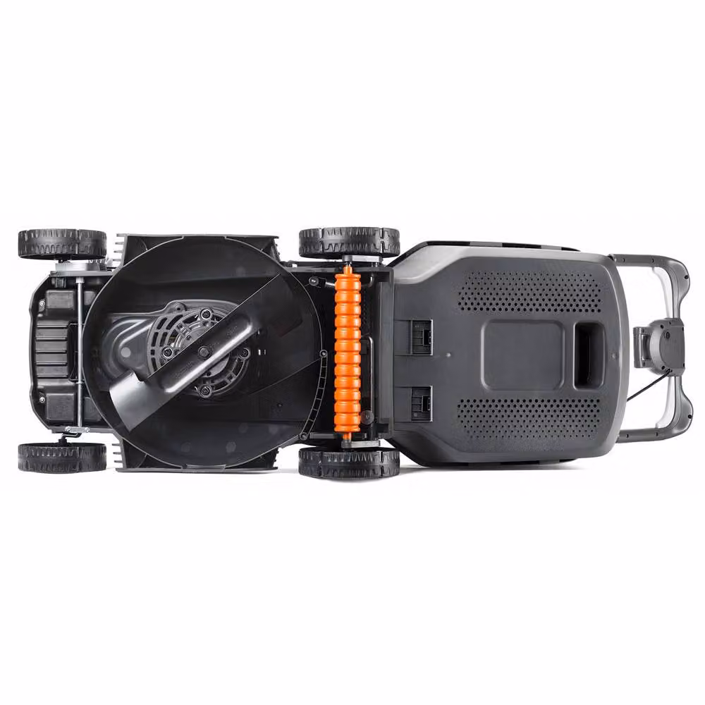 Flymo UltraStore 340R 36V Cordless Lawnmower Kit in Orange and Grey with 34cm Cutting Width, 35L Grass Box, Rechargeable Battery and Charger – 3