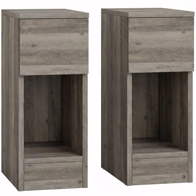 HOMCOM Set of Two Modern Grey Bedside Tables – 1