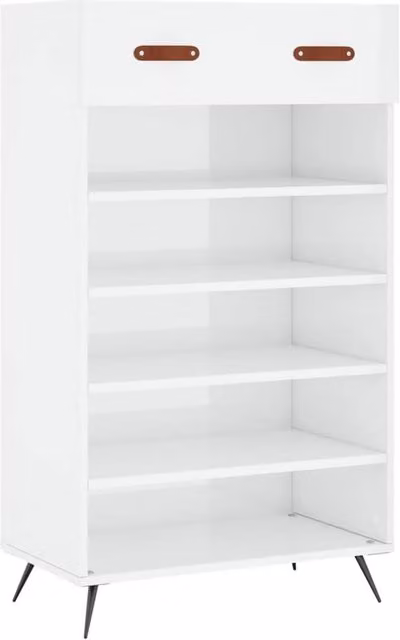 Berkfield Home High Gloss White Shoe Cabinet W: 60 cm, D: 35 cm, H: 105 cm