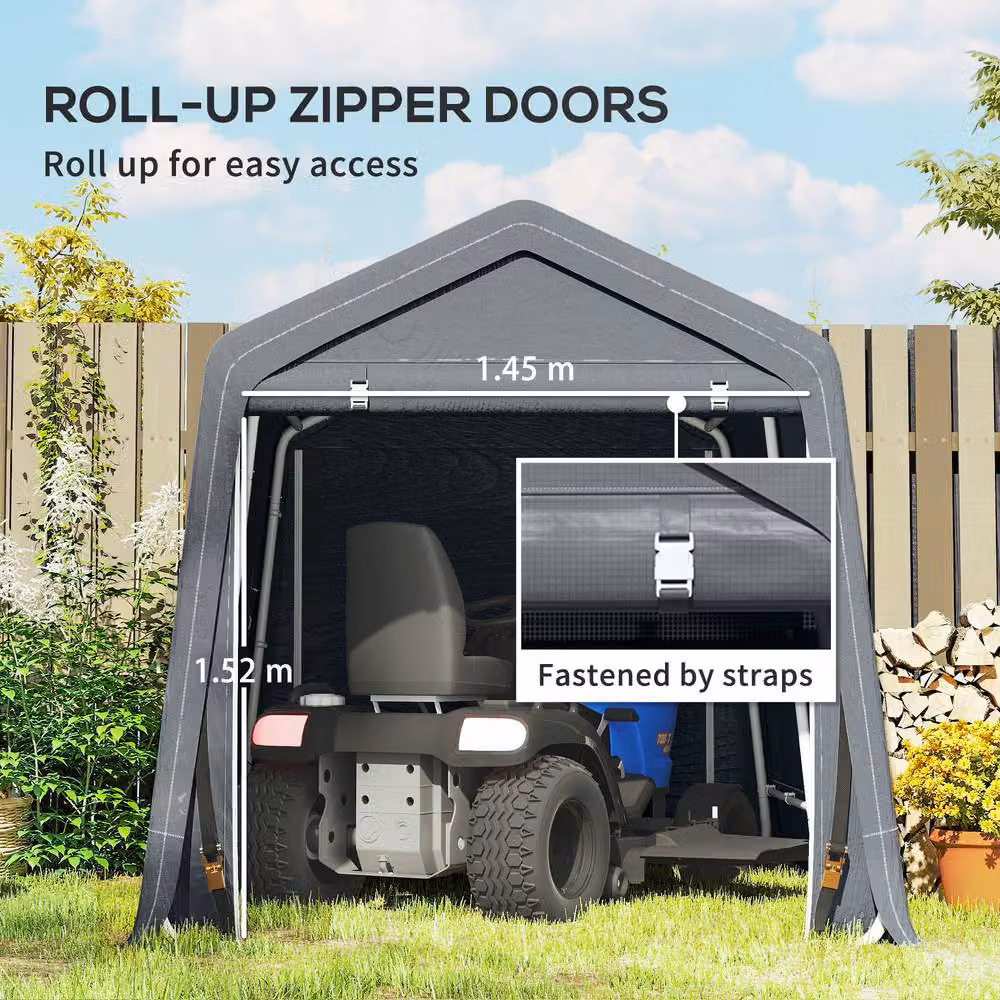 Outsunny Waterproof Outdoor Garden Storage Shed with Single Door in Grey – 8