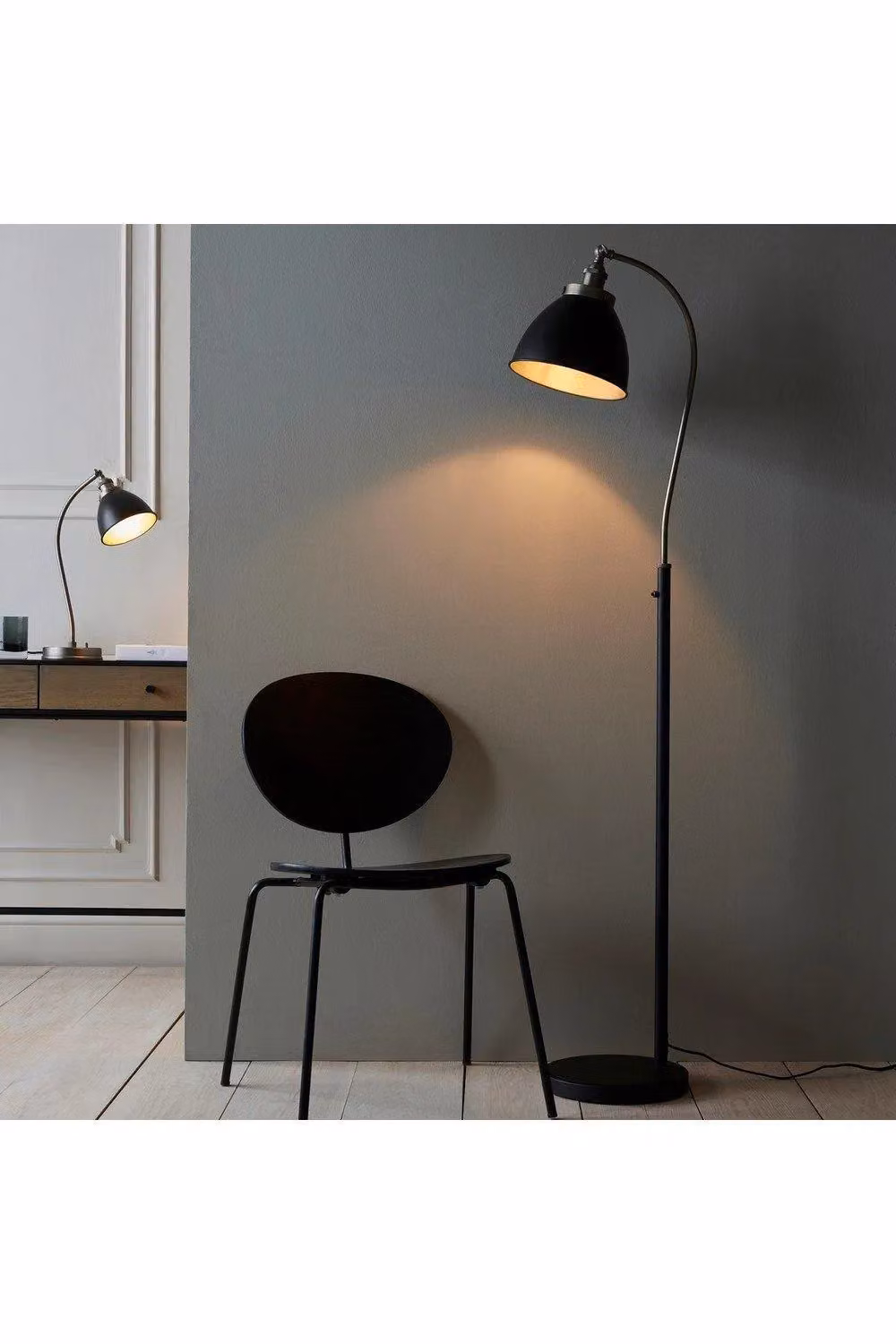 Netlighting Franklin Adjustable LED Task Floor Lamp in Grey and Black Metal – 2