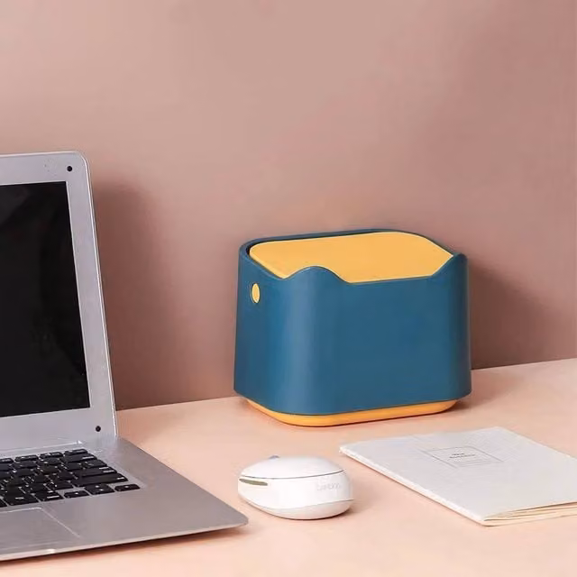 EONLION Mini Portable Desk Bin with Flip Lid, Blue – 1