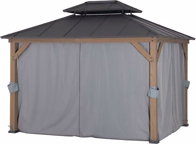Sunjoy Grey Fabric Curtain for Cedar Wood Gazebo, W: 360 cm, H: 300 cm