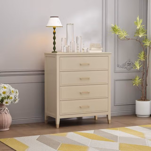 Cabinet Bits Palazzi 4 Drawer Chest of Drawers in Beige Metal – 1