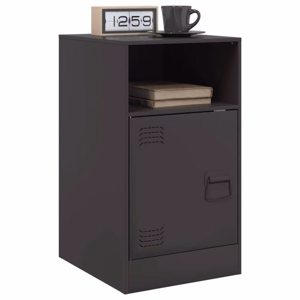 Berkfield Home Set of 2 Black Metal Industrial Bedside Cabinets, W/D/H: 34.5 x 39 x 62 cm – 3