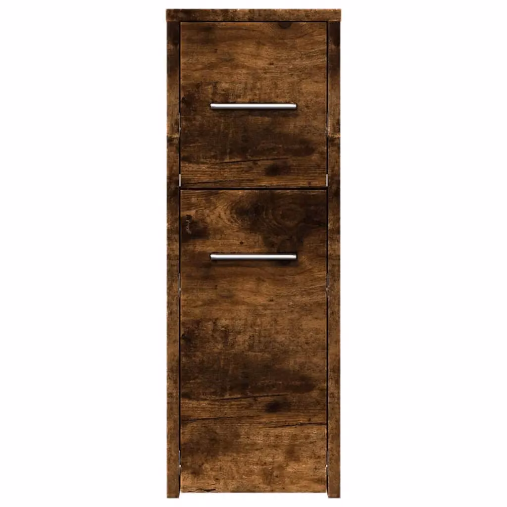 Berkfield Home Narrow Bathroom Cupboard with Wheels in Smoked Oak Brown – 4