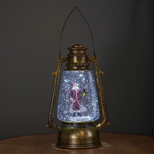 Samuel Alexander Gold Antique Lantern Christmas Water Spinner with Santa Scene, Diameter: 24 cm – 1