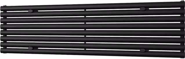 UK Radiators Omeara Axis Black Elliptical Tube Horizontal Designer Single Panel Radiator W: 180 cm, H: 46.4 cm