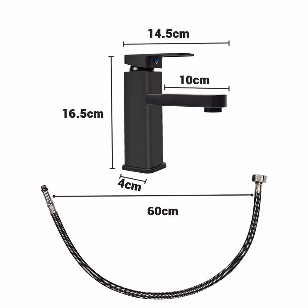 Nordara Matt Black Square Waterfall Basin Mixer Tap with Single Lever Control – 2