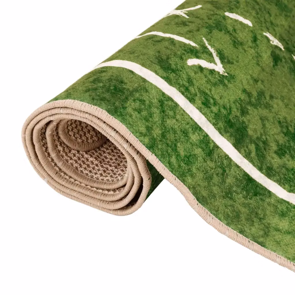 Berkfield Home Kids' Football Field Rug, Green, Washable and Anti-Slip, W: 160 cm, D: 230 cm – 3