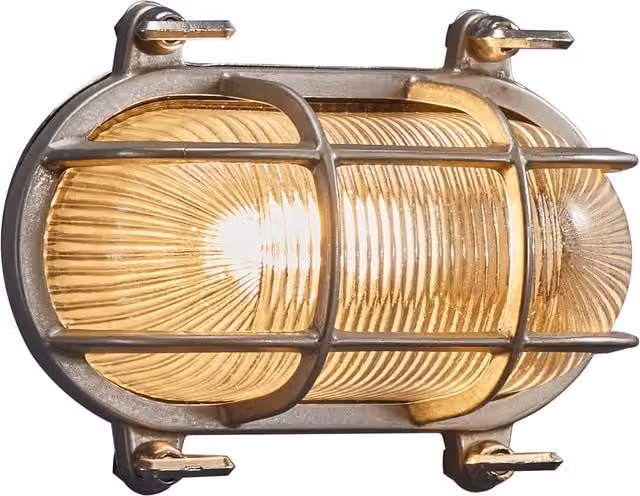 Nordlux Helford Outdoor Wall Light in Silver and Gold/Brass, E27, IP64, Saltwater Resistant – 1