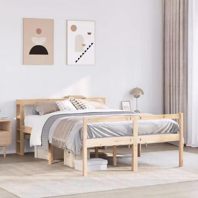 Berkfield Home Senior Bed with Headboard in Brown, W/D/H: 140 x 190 cm