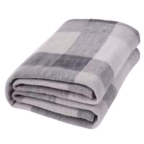 Dreamscene OHS Grey Tartan Check Fleece Throw Blanket, W/D/H: 120 x 150 cm