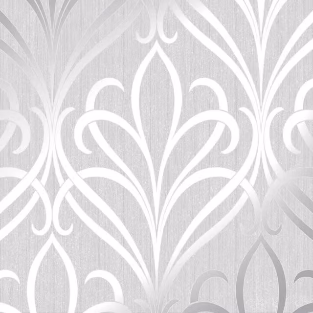 I Love Wallpaper Camden Damask Wallpaper Sample in Grey and Silver