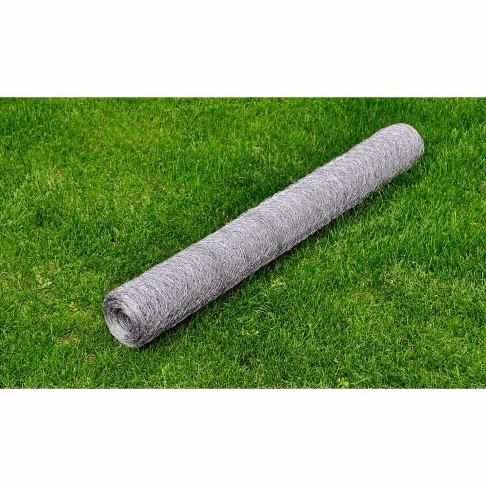 Berkfield Home Galvanised Steel Chicken Wire Fence, Silver, 25 x 0.75 m – 2