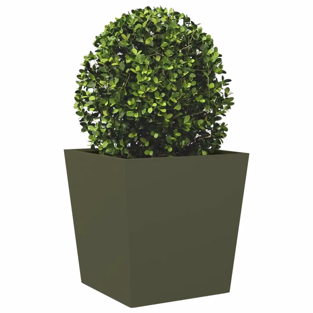 Berkfield Home Steel Garden Planter Tubs, Green, 2 Pack, W/D/H: 50 x 50 x 50 cm – 4