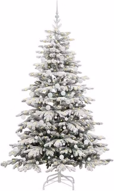 Berkfield Home Elegant White Artificial Hinged Christmas Tree, Height: 210 cm – 1