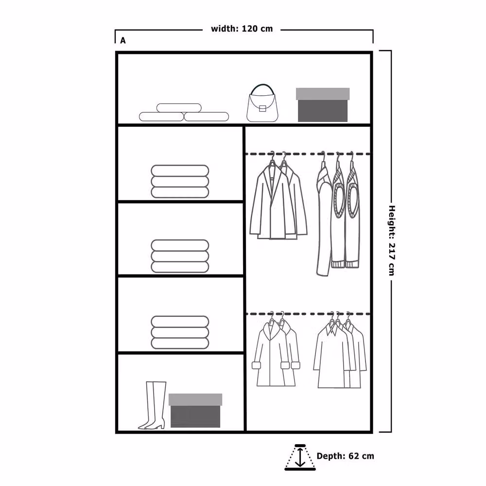 Sliding Wardrobes 4U Modern Double Sliding Door Wardrobe in Dark Brown, W 120 cm x H 217 cm – 3