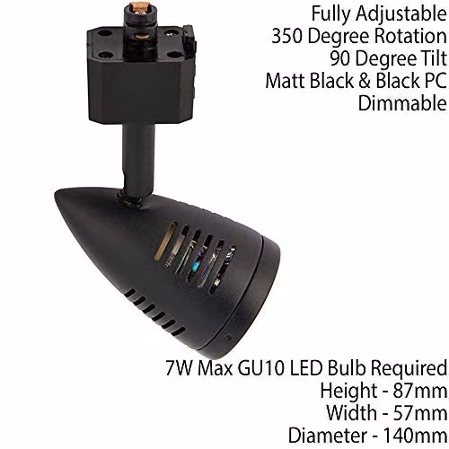 Loops Modern Adjustable Ceiling Track Spotlight in Black with GU10 LED Compatibility – 2