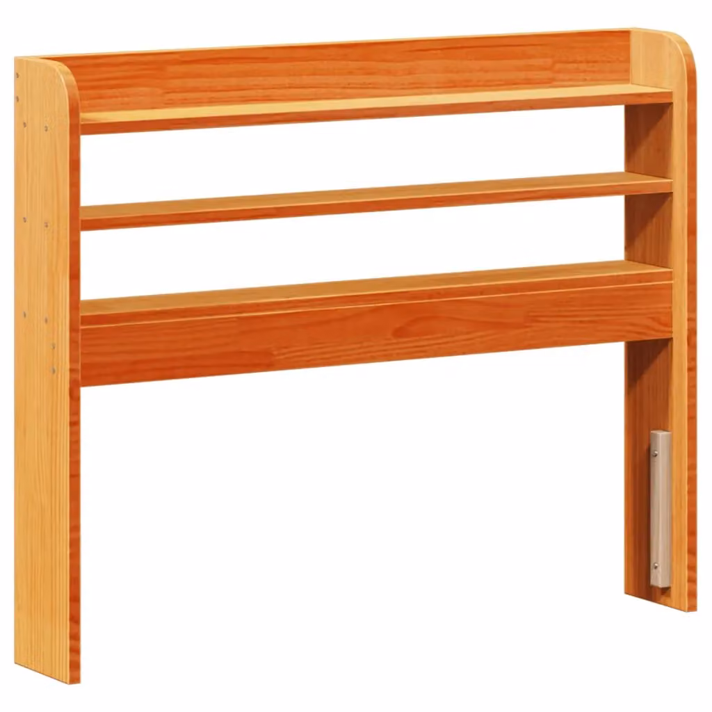 Berkfield Home Wax Brown Solid Pine Bed Frame with Headboard and Side Compartments, W/D/H: 100 x 200 cm – 2