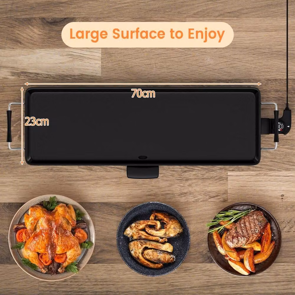 Costway Electric Teppanyaki Table Grill BBQ Griddle with Non-stick Smooth Plate in Black – 2