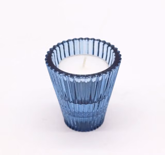 KDMK Blue Glass Tealight Holder for Tabletop Decor