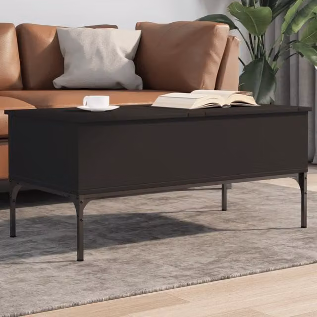 Berkfield Home Black Rectangular Coffee Table with Lift Mechanism, W/D/H: 100 x 50 x 45 cm