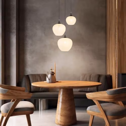 Globo Lighting Modern Suspended Glass Pendant Light for Dining Rooms in Black and Chrome, Height: 120 cm – 2