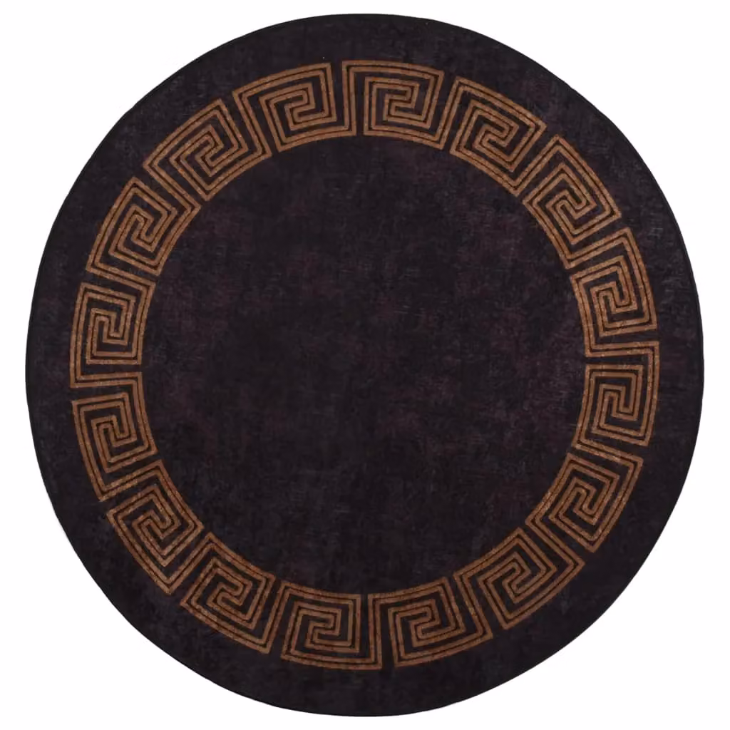 Berkfield Home Washable Anti Slip Round Rug in Black and Gold, Diameter: 100 cm – 2