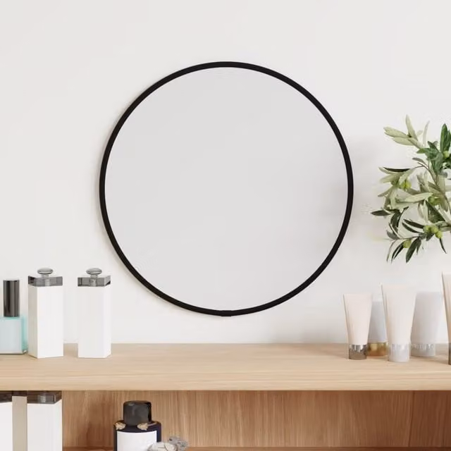 Berkfield Home Round Wall Mirror in Black, Diameter: 30 cm