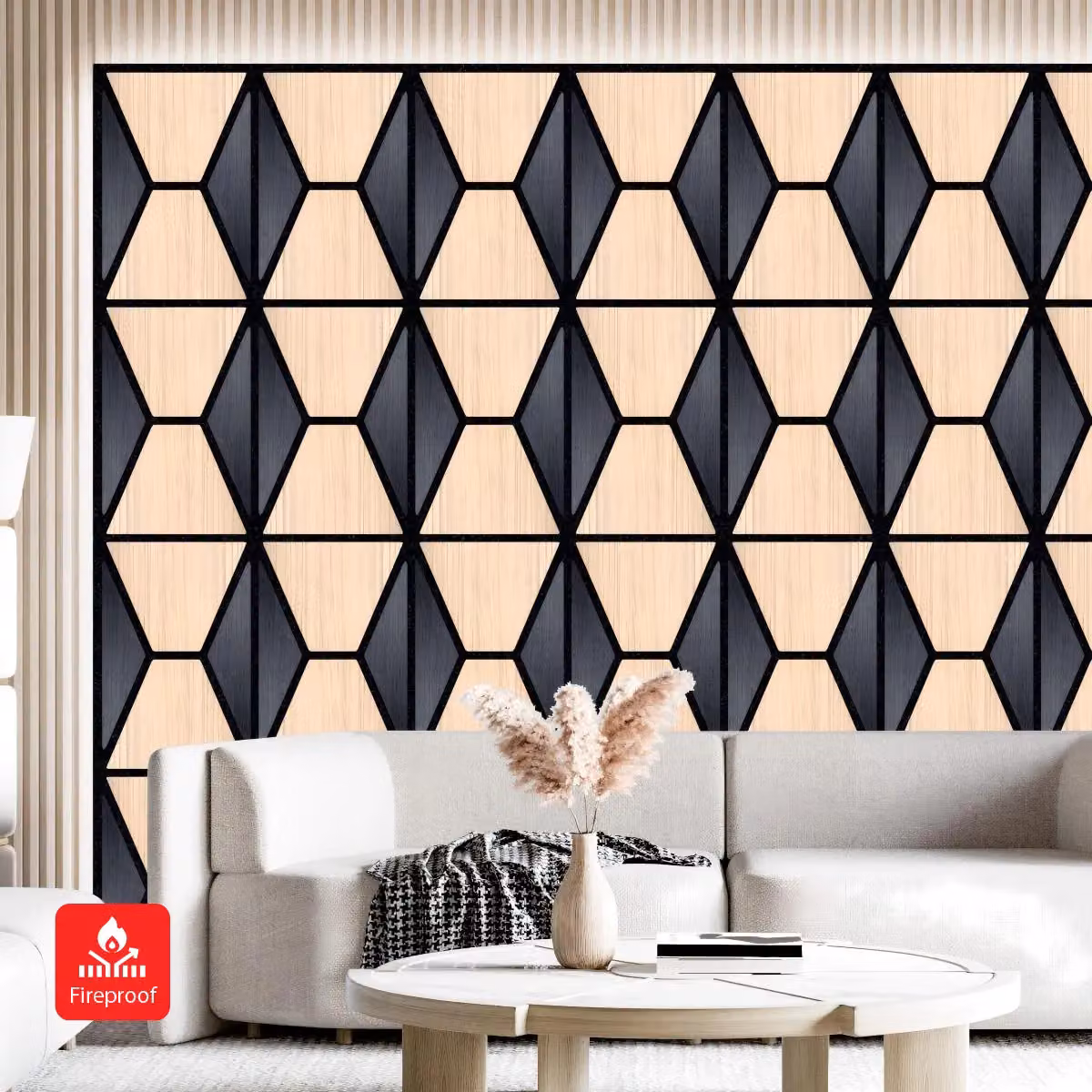 ENER-J Geometric Harmony Acoustic PET MDF Panels, Black, Pack of 4, W/H: 61 x 61 cm – 3