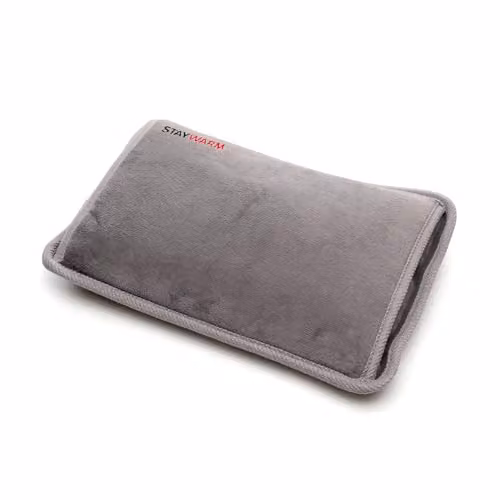 StayWarm Rechargeable Electric Fleece Hot Water Bottle and Heat Pad, Grey