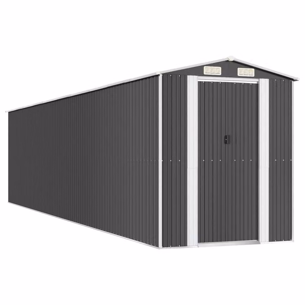 Berkfield Modern Gable Garden Shed in Anthracite Grey, Galvanised Steel, W/D/H: 192 x 855 x 223 cm – 3