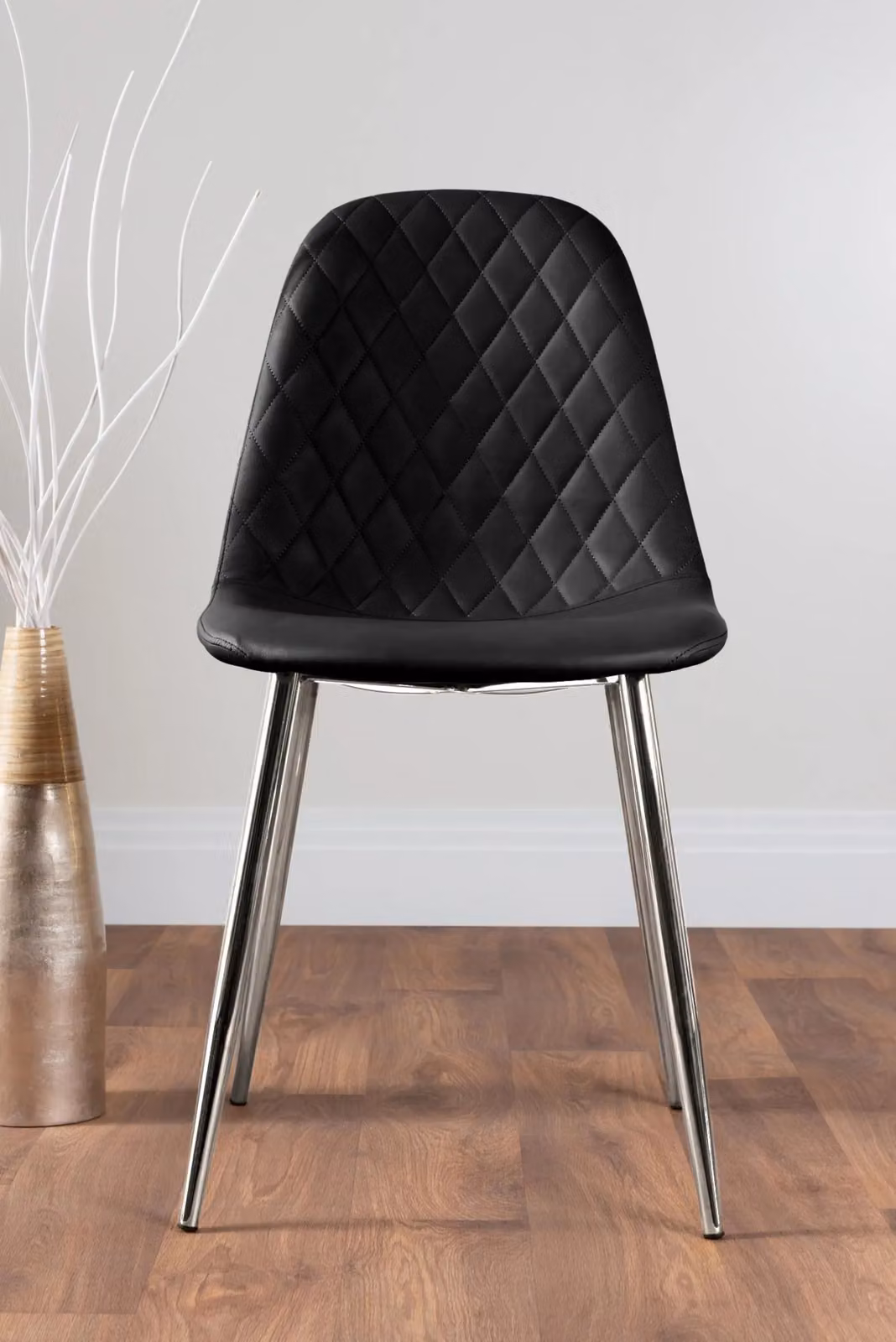 FurnitureboxUK Selina Round Glass Dining Table with 2 Black Corona Silver Leg Chairs – 3