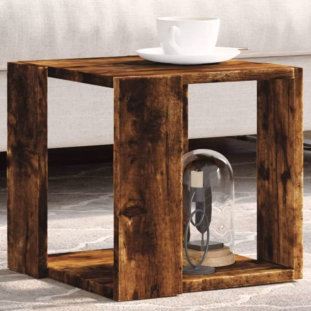 Berkfield Home Decorative Smoked Oak Coffee Table, Brown, W/D/H: 32 x 32 x 30 cm – 2