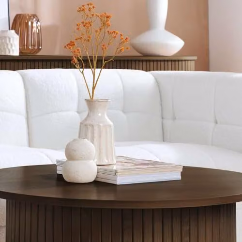 Birlea Axel Round Fluted Coffee Table in Walnut – 3