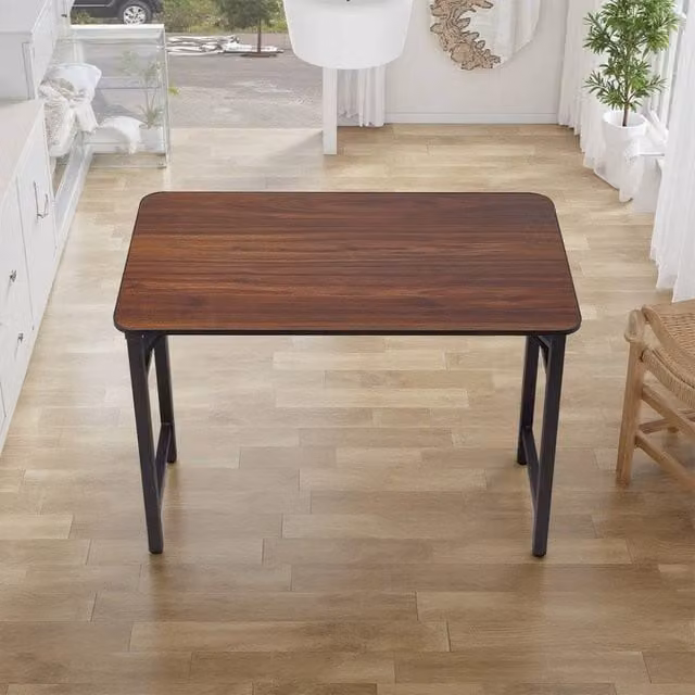 KORVIXA Walnut Folding Laptop Table and Computer Desk in Brown, W/D/H: 100 x 75 cm