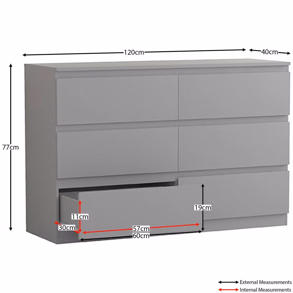 HD Designs Denver 6 Drawer Chest of Drawers in Grey – 2