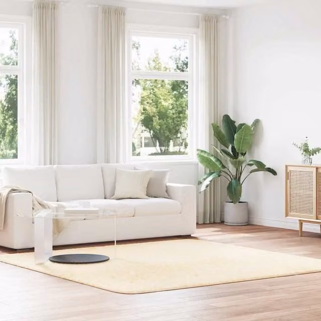 Berkfield Home NAVARRA Shaggy High Pile Rug, Beige, W/D/H: 240 x 240 x 1 cm