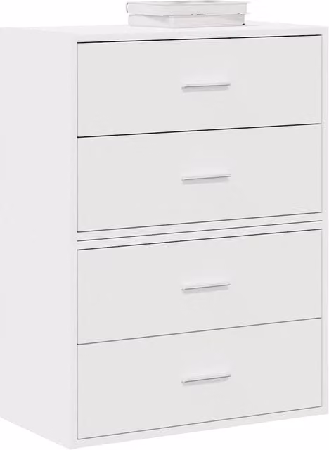 Berkfield Set of 2 Modern White Cabinets with 2 Drawers, W/D/H: 60 x 31 x 40 cm