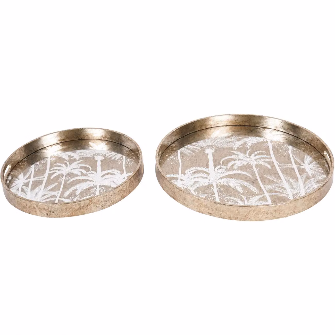 Libra Interiors Palm Tree Set of 2 Trays in Gold – 3
