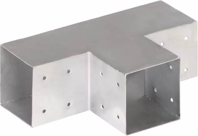 Berkfield Home T-Shape Galvanised Metal Post Connector, Silver, 101 x 101 mm