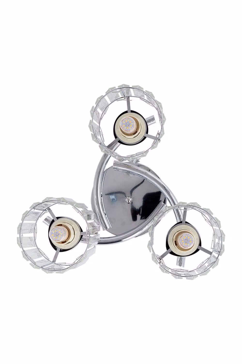 Living and Home 3-Light Retro Ceiling Light with Transparent Glass Shades in Silver – 3
