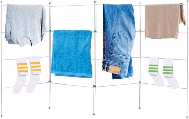 Bargains-Galore White Foldable Metal 4 Fold Clothes Airer H: 207.0 cm, W: 110.0 cm, D: 3.0 cm