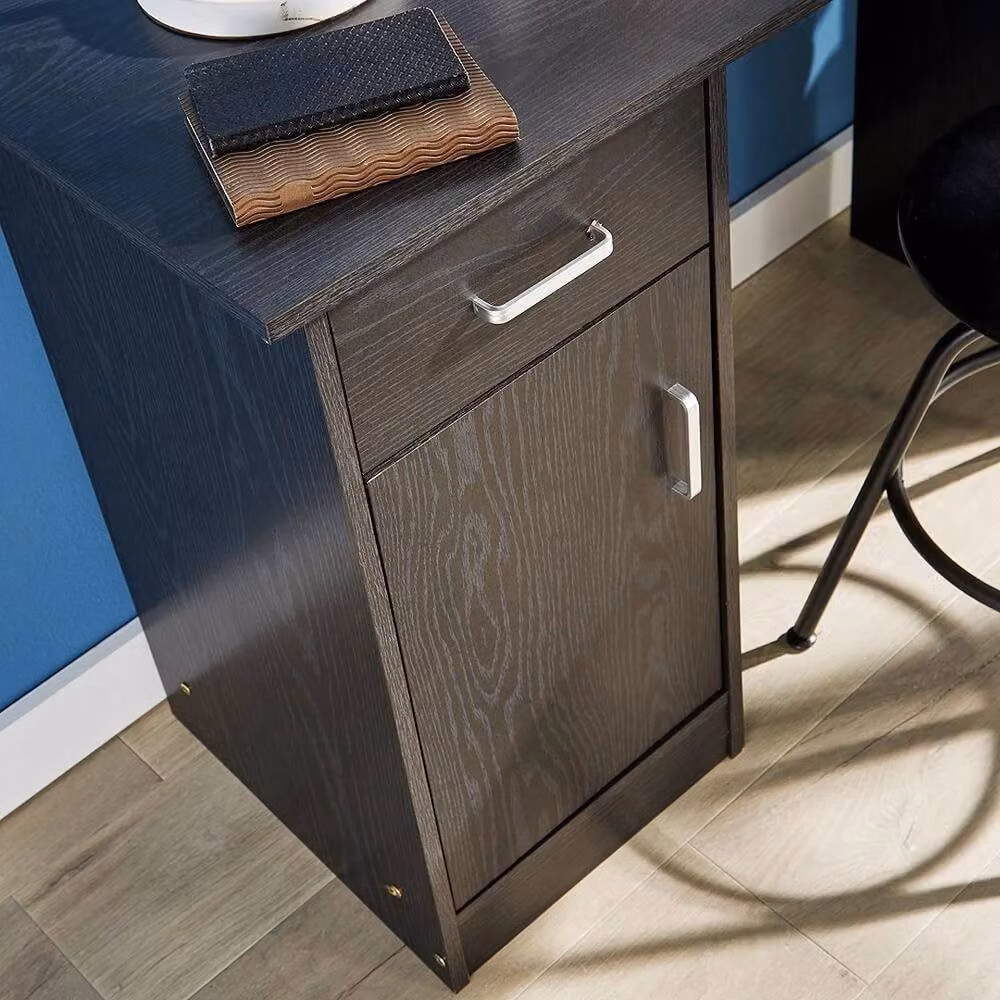 FORGEVIO Black Compact Computer Workstation Office Desk with 1 Drawer and 1 Door – 3