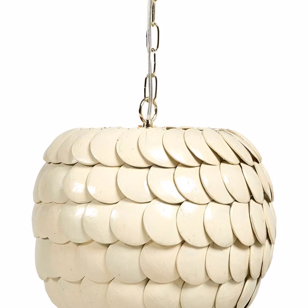 Wyld and Coco Beige Coconut Shell and Rattan Pendant Lamp – 2