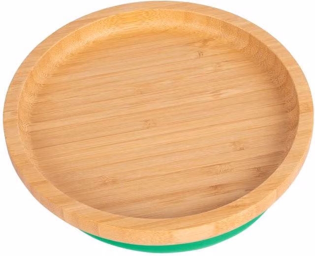 Tiny Dining Children's Bamboo Suction Dinner Plate in Green
